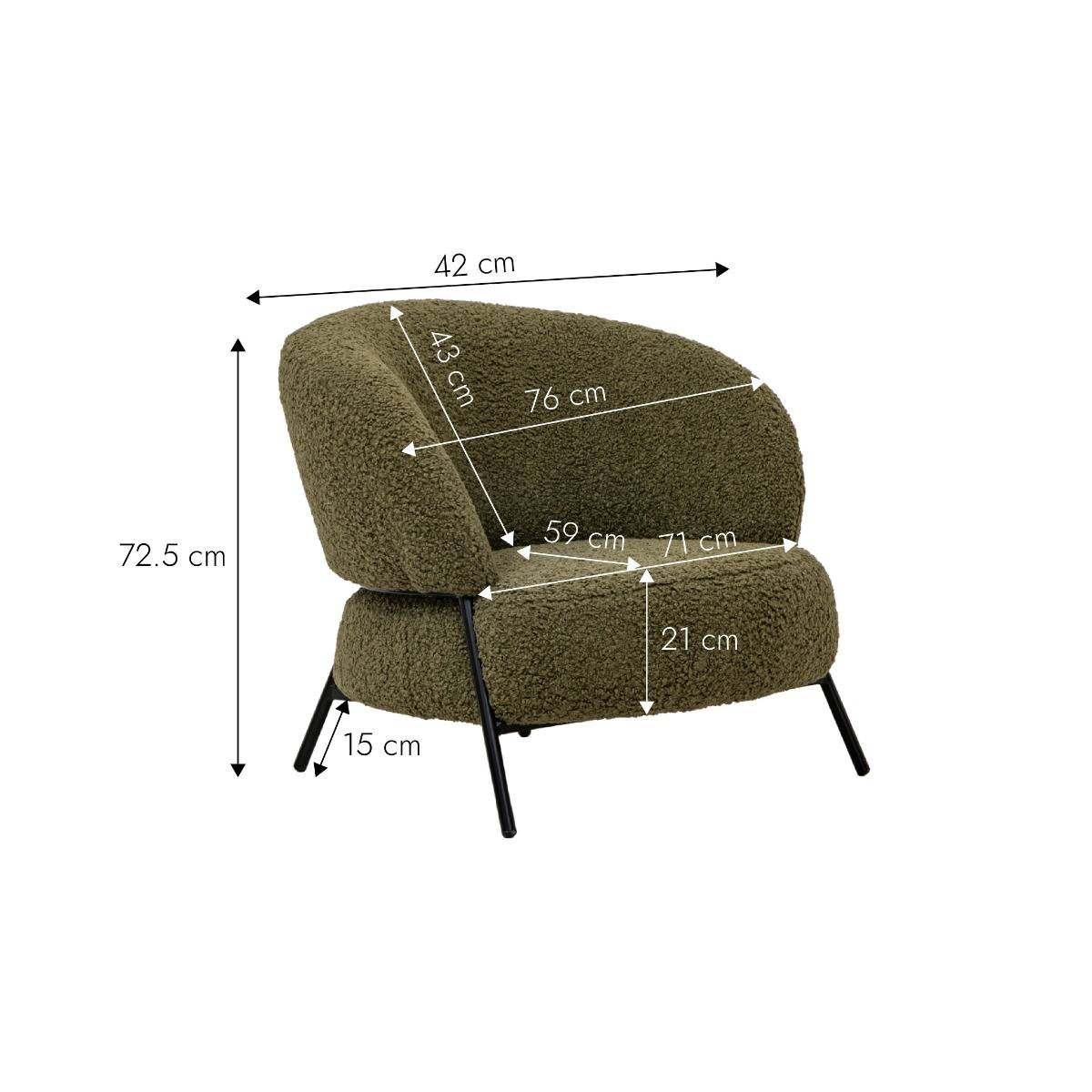 Fauteuil en tissu bouclette vert Kanoa
