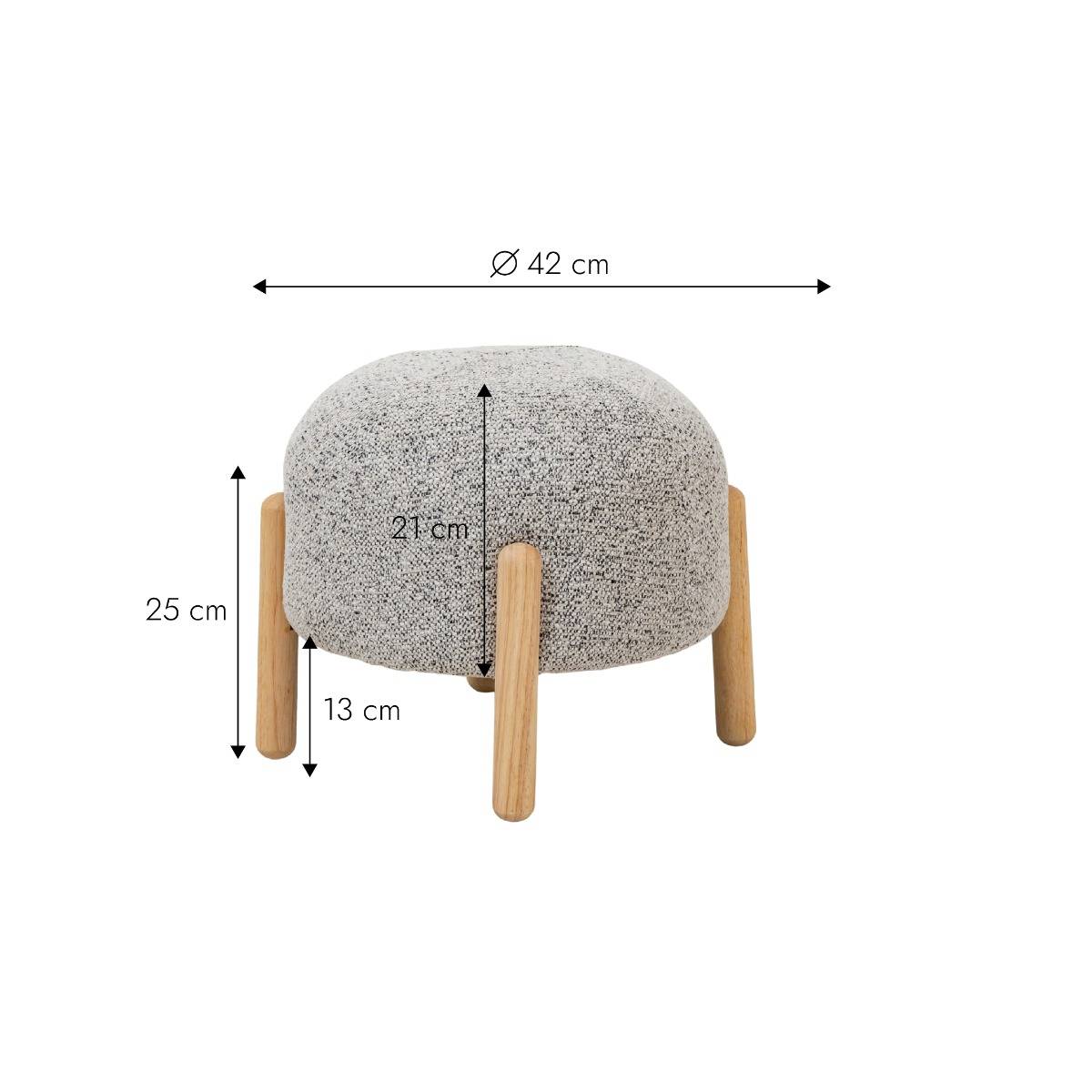 Petit tabouret en tissu bouclette gris Calya