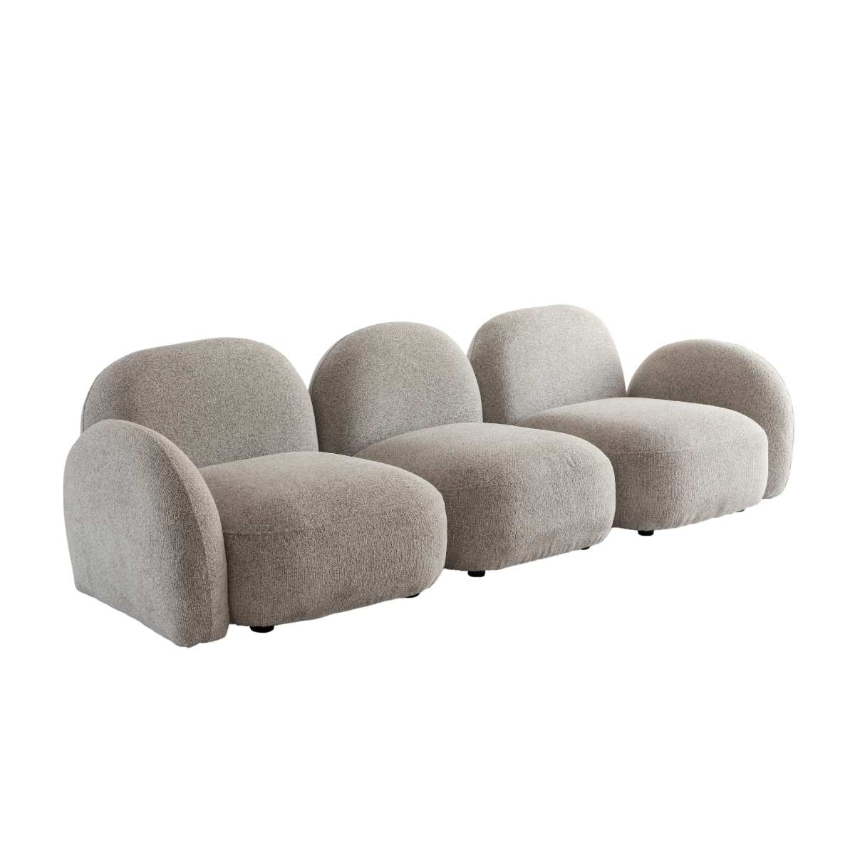 Canapé 3 modules en tissu bouclette gris Calya