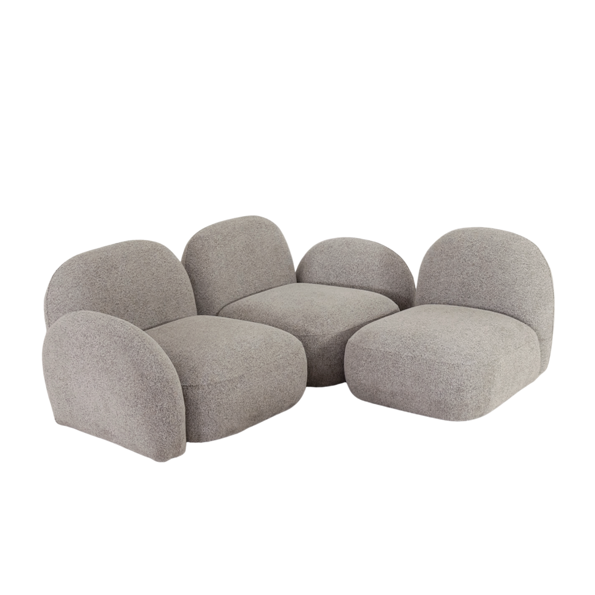 Canapé 3 modules en tissu bouclette gris Calya