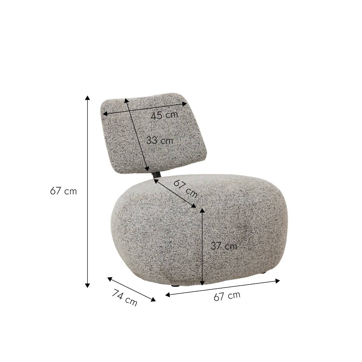 Fauteuil en tissu bouclette avec dossier gris Calya