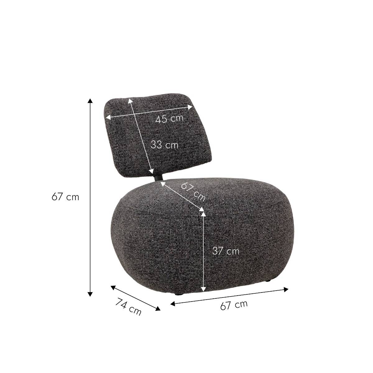 Fauteuil en tissu bouclette avec dossier gris foncé Calya