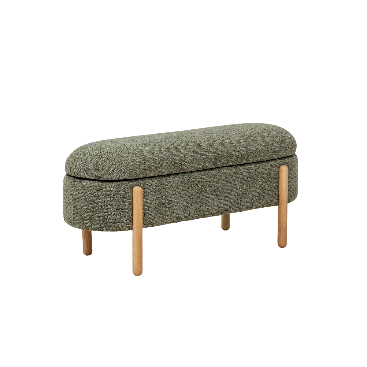 Banc en bois de pin et tissu bouclette  vert Calya