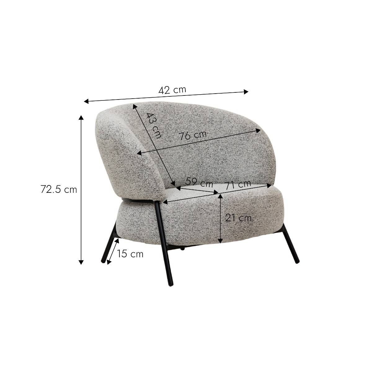 Fauteuil en tissu bouclette gris Kanoa