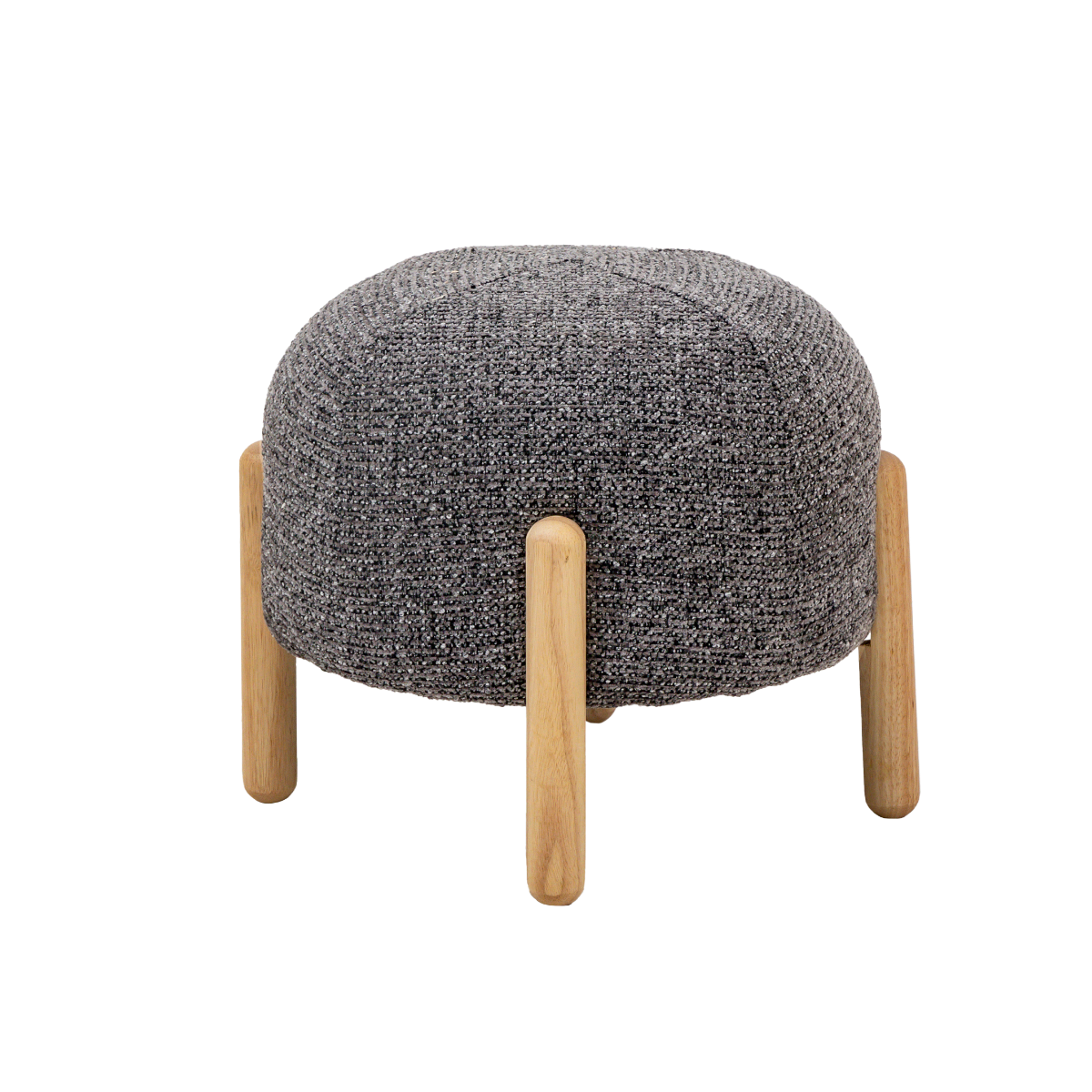 Petit tabouret en tissu bouclette gris foncé Nério