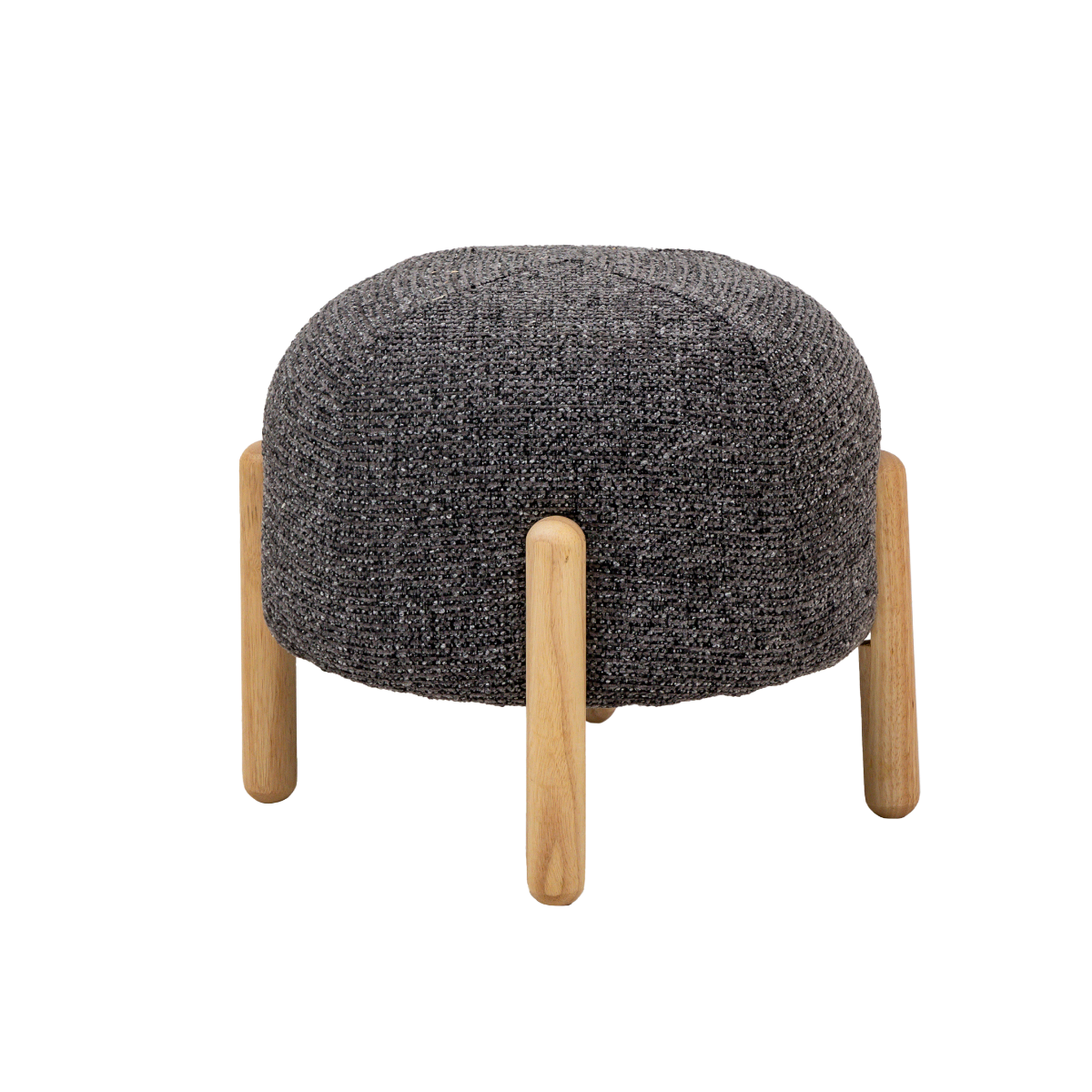 Petit tabouret en tissu bouclette gris foncé Calya