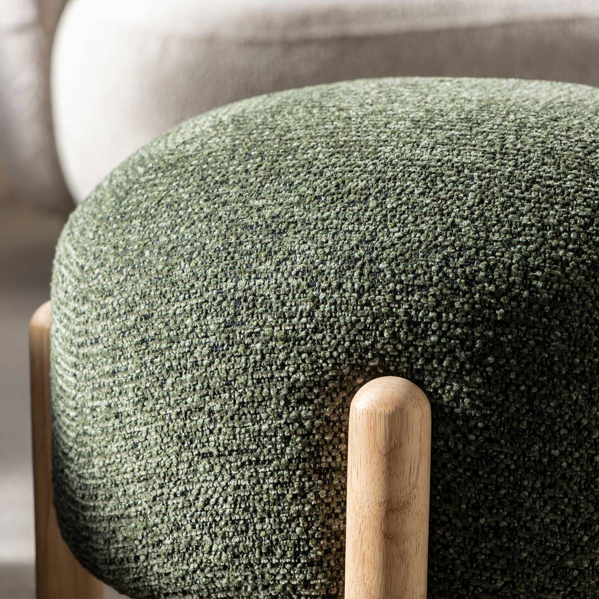 Tabouret en tissu bouclette vert Calya