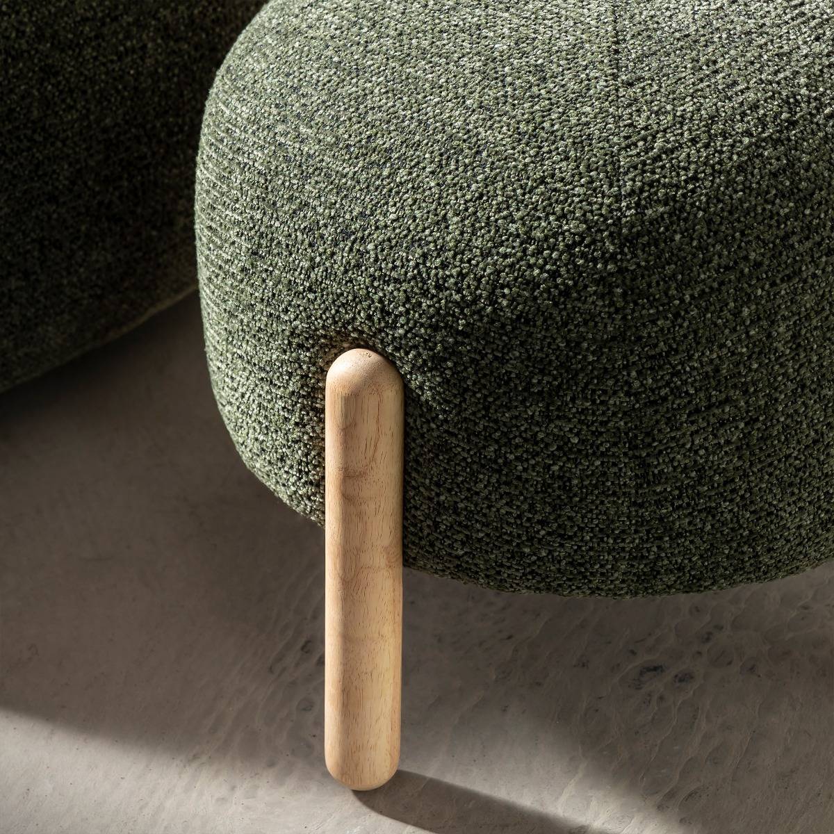 Tabouret en tissu bouclette vert Calya