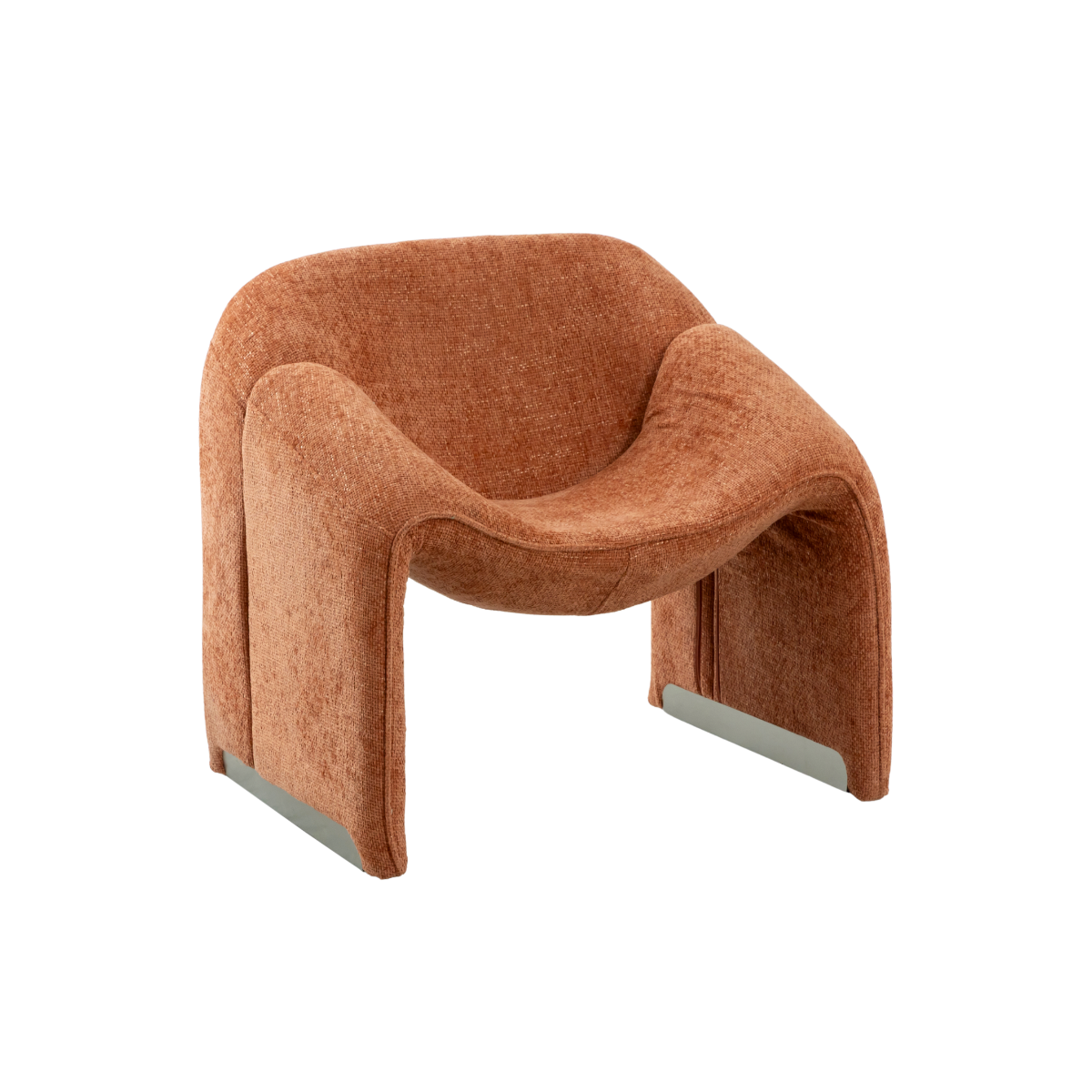 Fauteuil en tissu en terracotta Théa