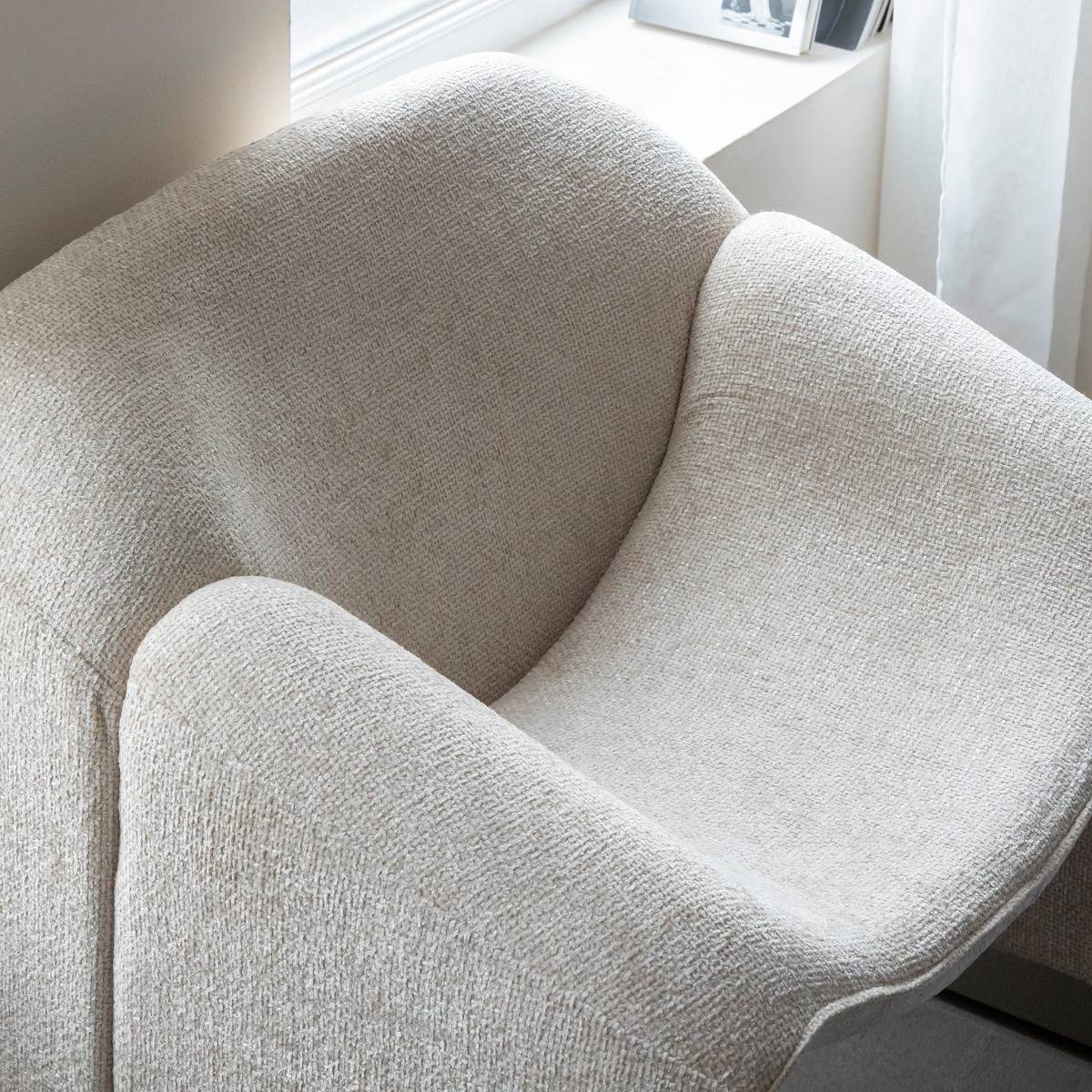 Fauteuil en tissu écru Théa