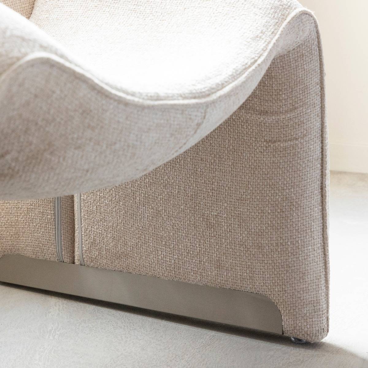 Fauteuil en tissu écru Théa