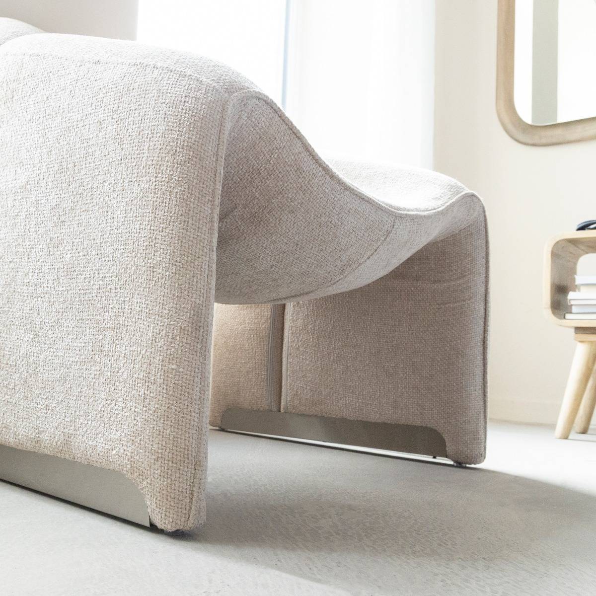 Fauteuil en tissu écru Théa