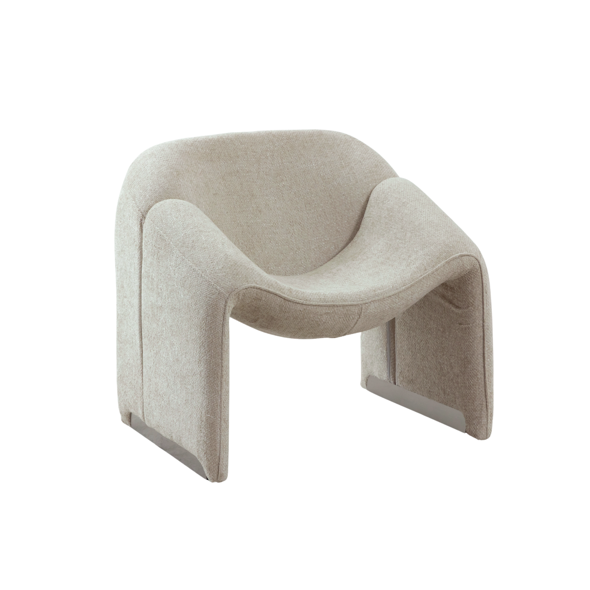 Fauteuil en tissu écru Théa