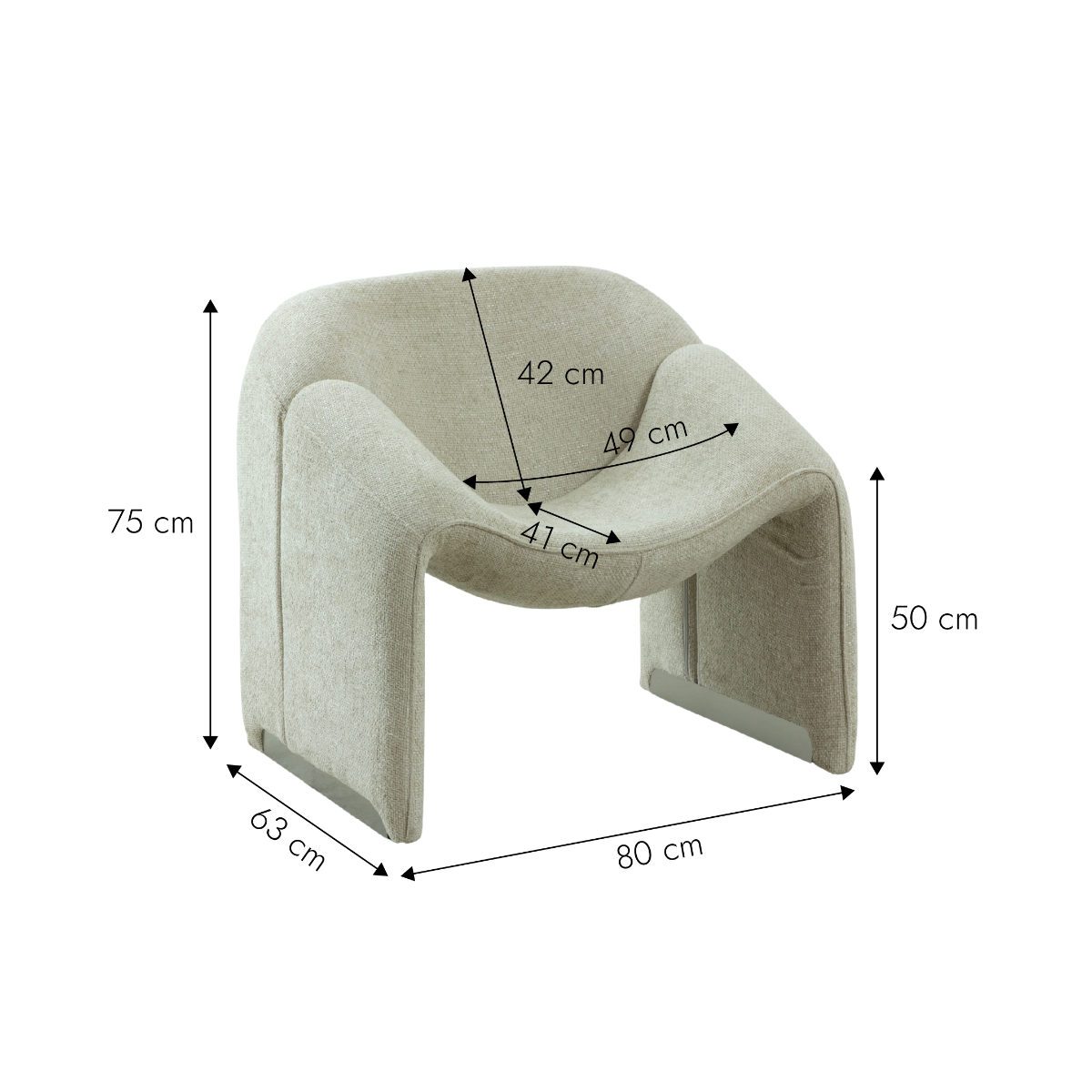 Fauteuil en tissu écru Théa