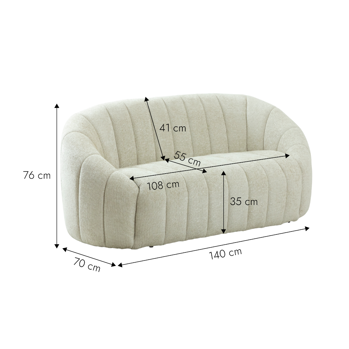 Canapé en tissu écru Axel