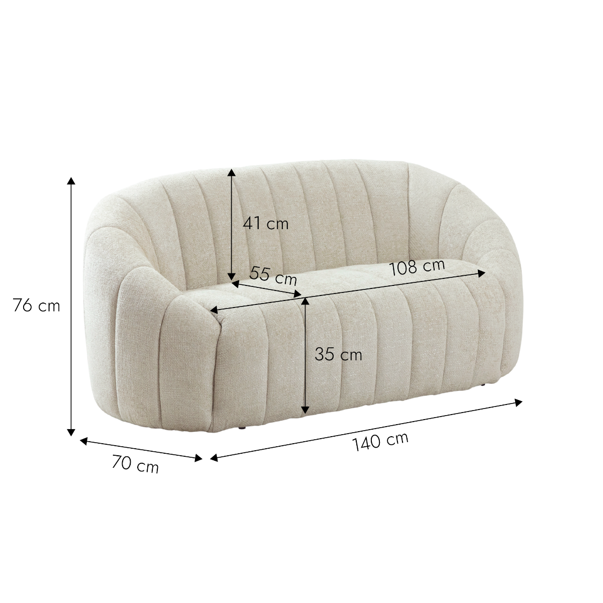 Canapé en tissu écru Axel