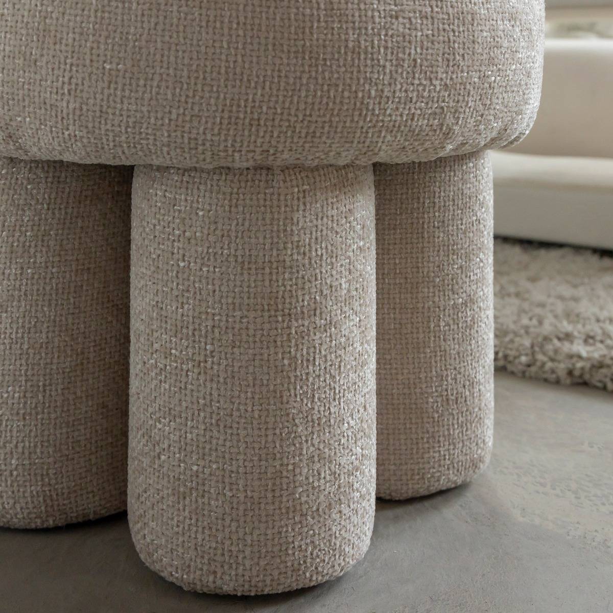 Petit tabouret en tissu écru Toby