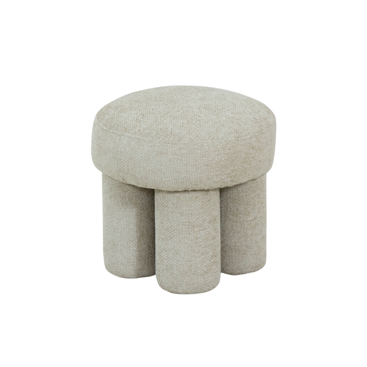 Petit tabouret en tissu écru Théa