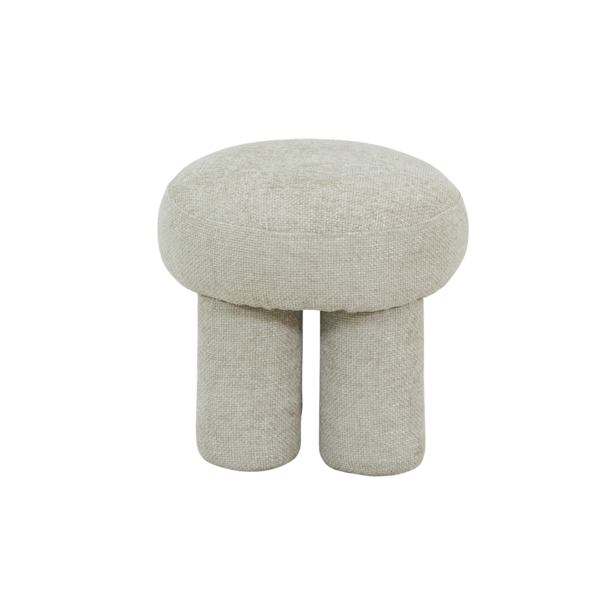Petit tabouret en tissu écru Théa