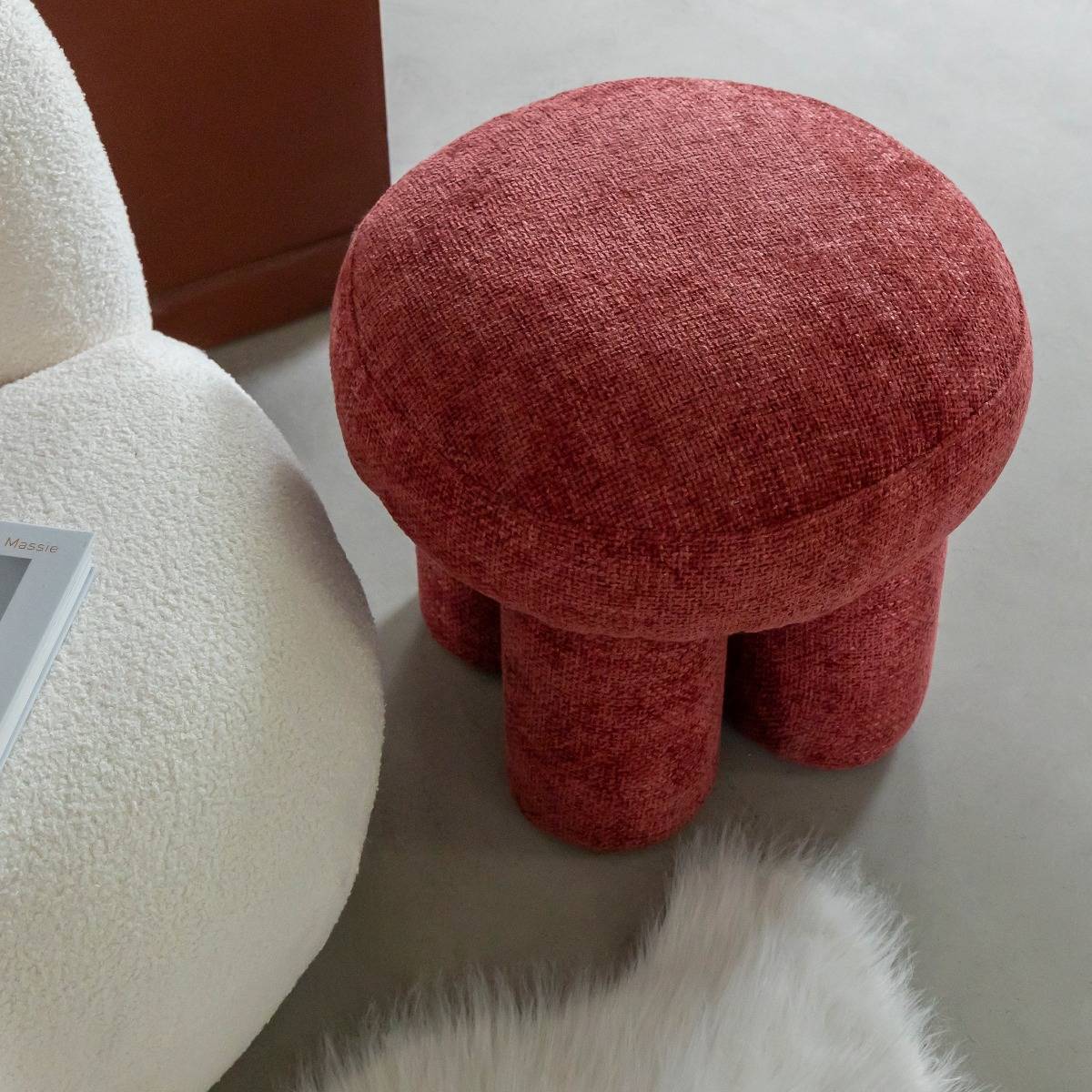 Petit tabouret en tissu fuchsia Toby