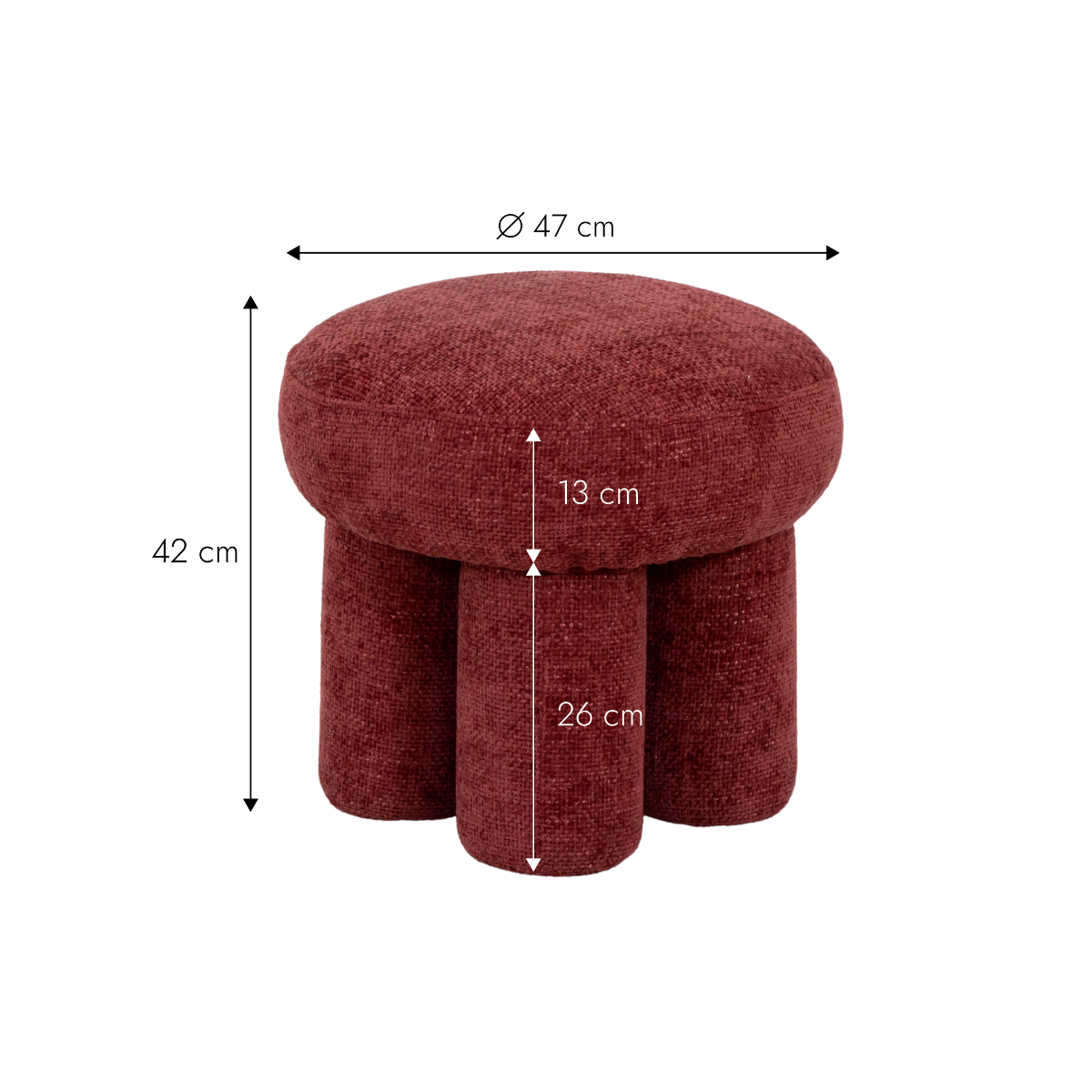 Petit tabouret en tissu fuchsia Toby
