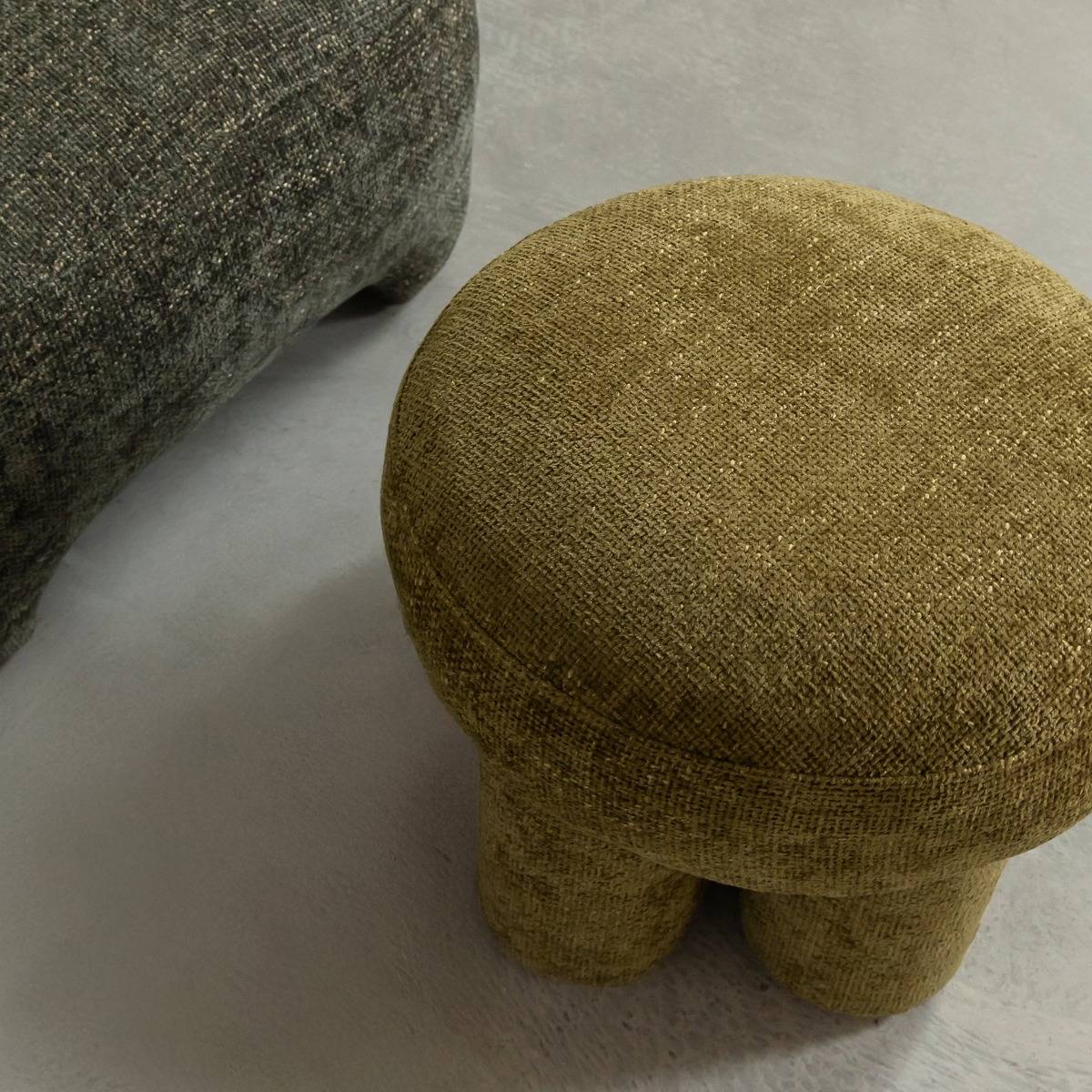 Petit tabouret en tissu kaki Toby