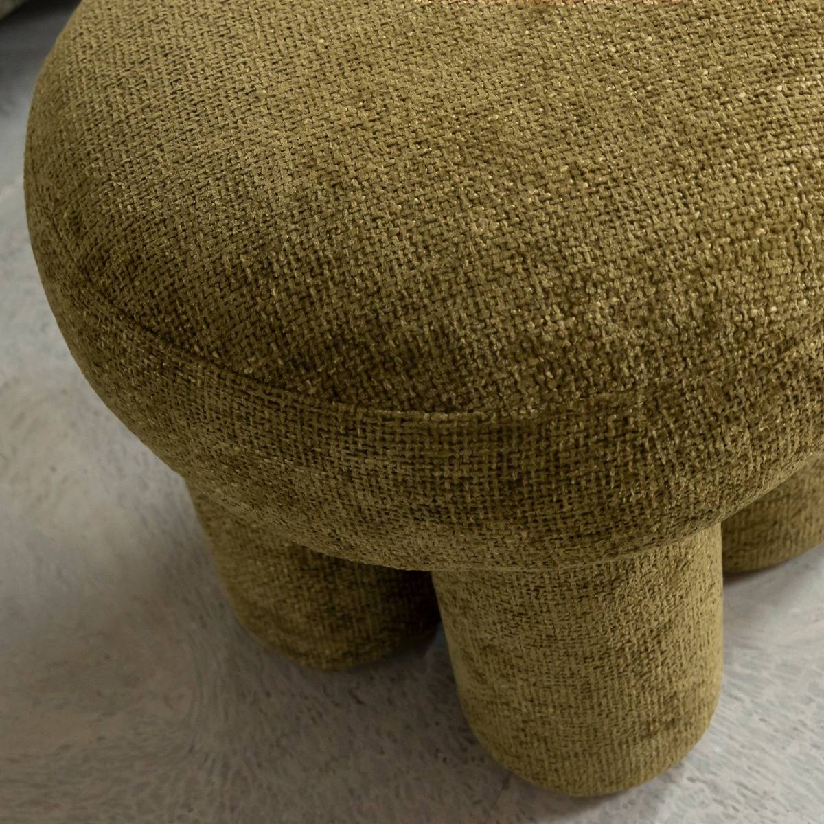Petit tabouret en tissu kaki Toby