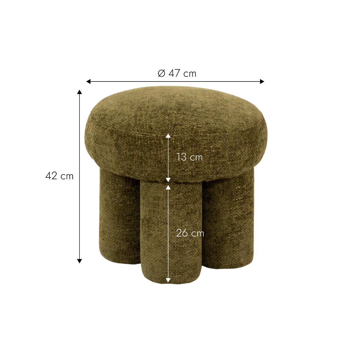 Petit tabouret en tissu kaki Toby