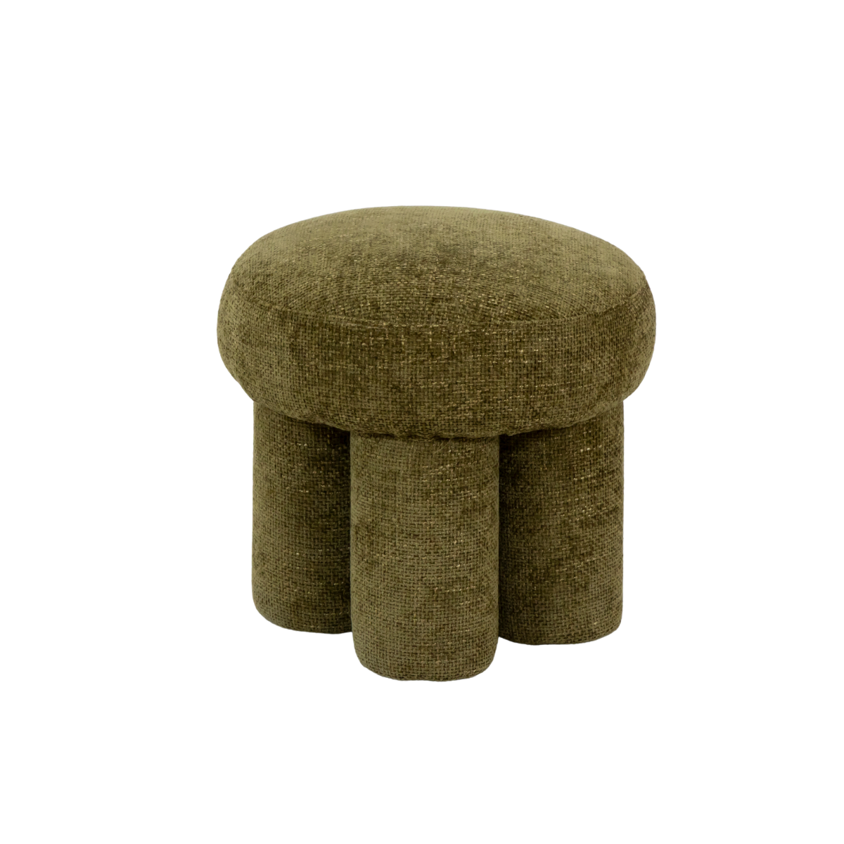 Petit tabouret en tissu kaki Théa