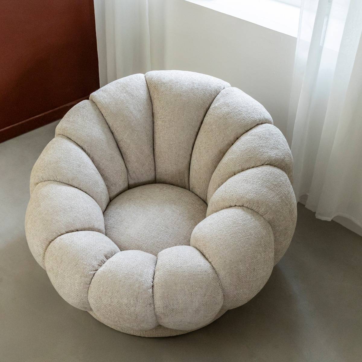 Fauteuil nuage en tissu écru Héléna
