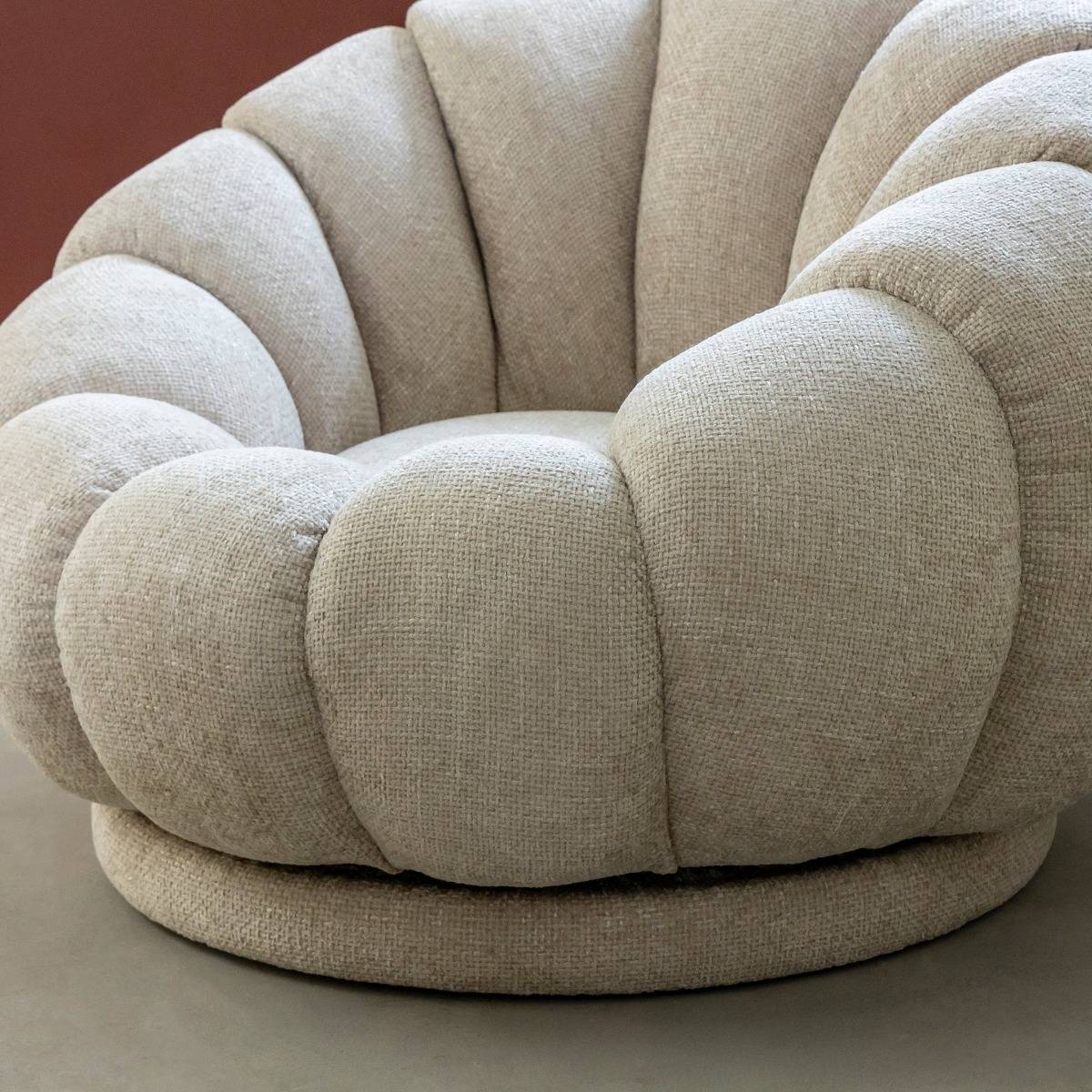 Fauteuil nuage en tissu écru Héléna
