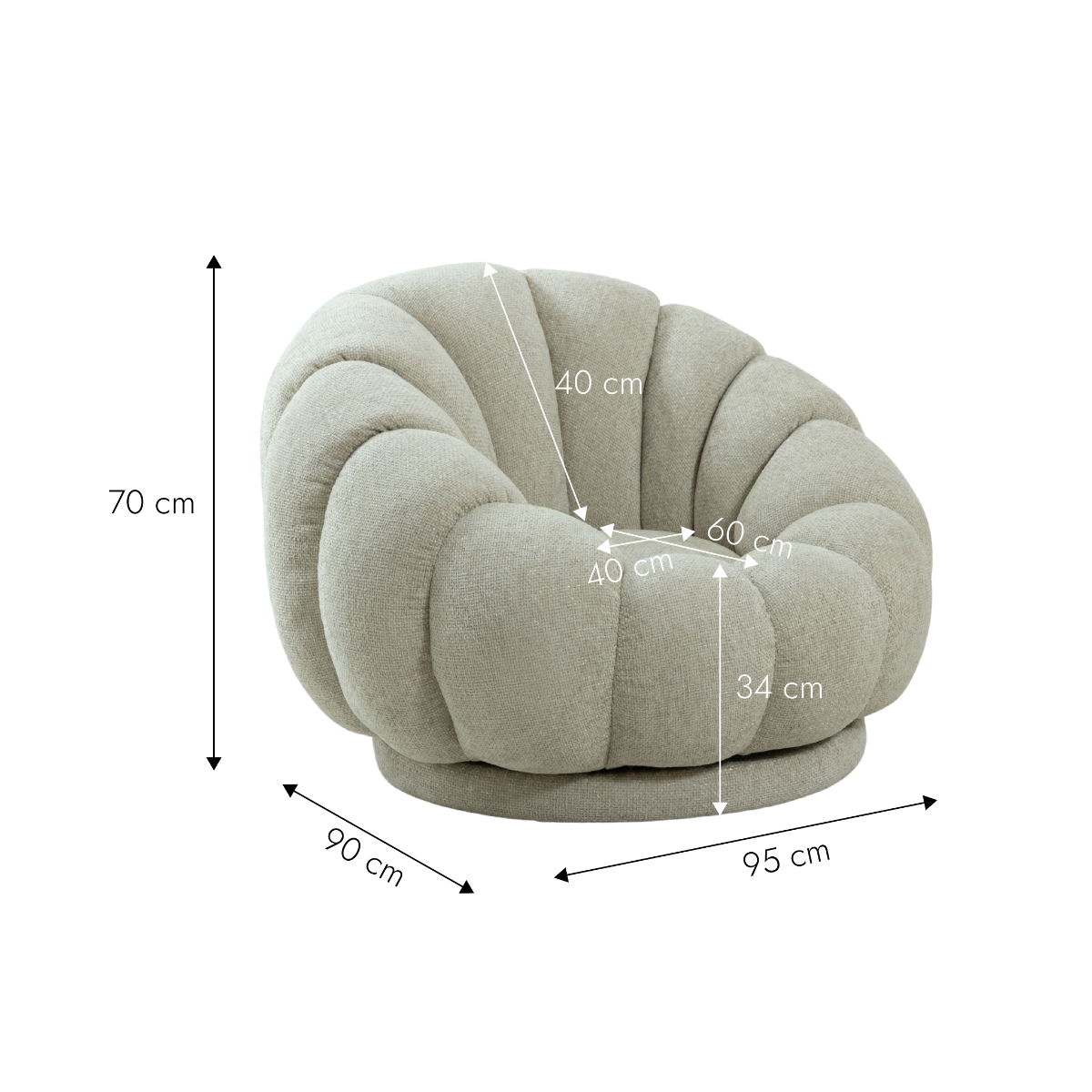 Fauteuil nuage en tissu écru Héléna