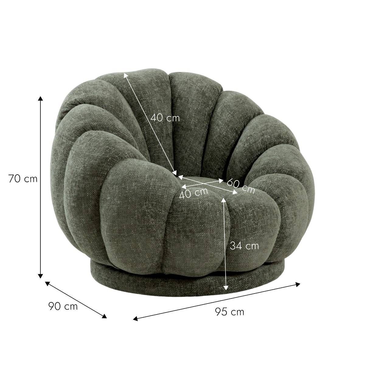 Fauteuil nuage en tissu vert gris Héléna