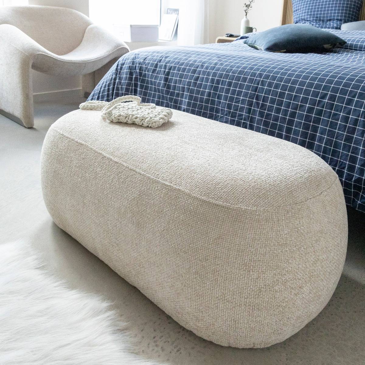 Banc en tissu écru Lola