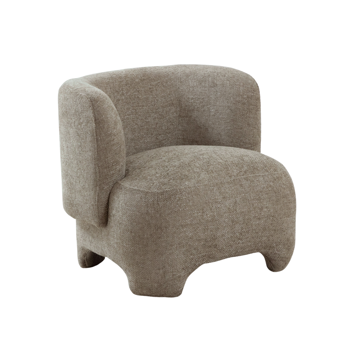 Fauteuil arrondi en tissu taupe Norton