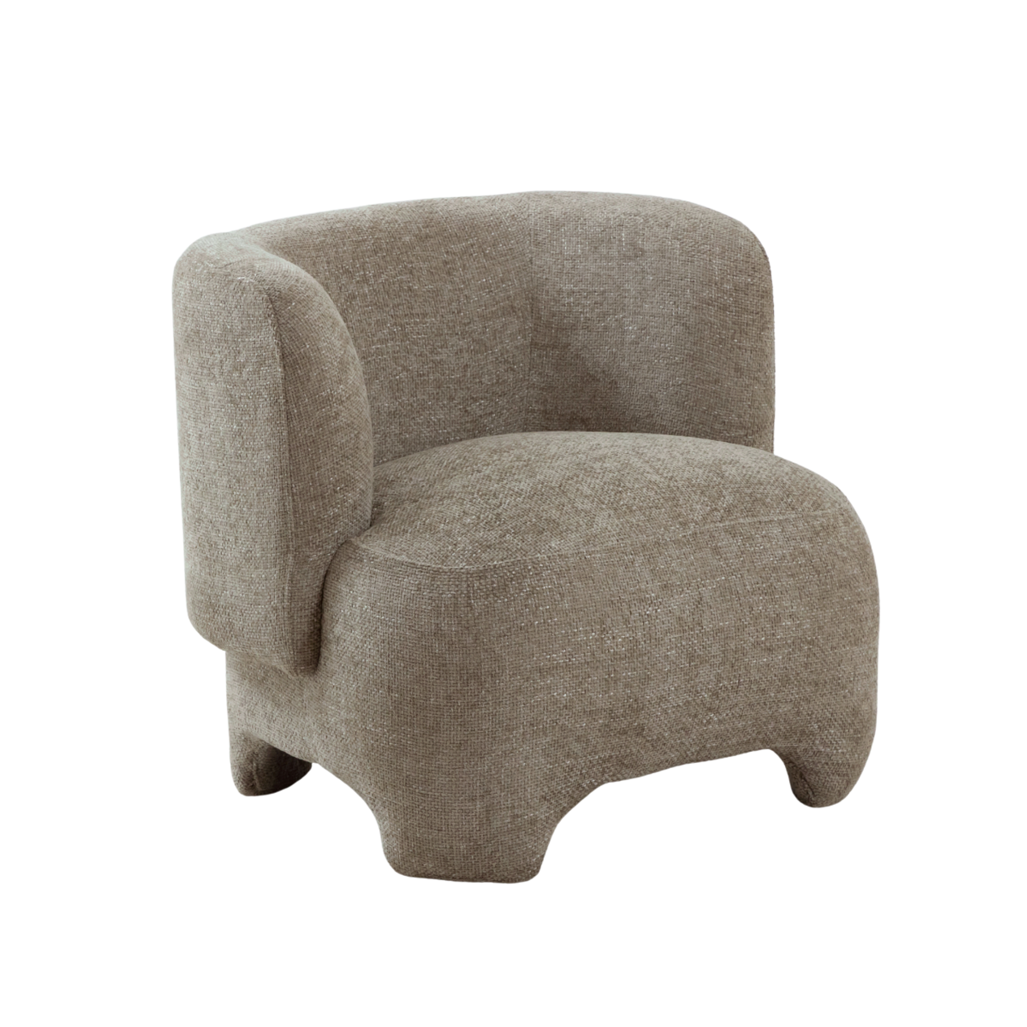 Fauteuil arrondi en tissu taupe Norton