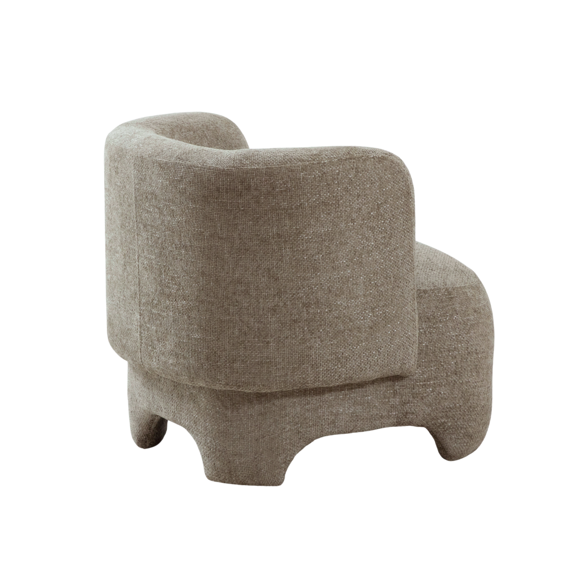 Fauteuil arrondi en tissu taupe Norton