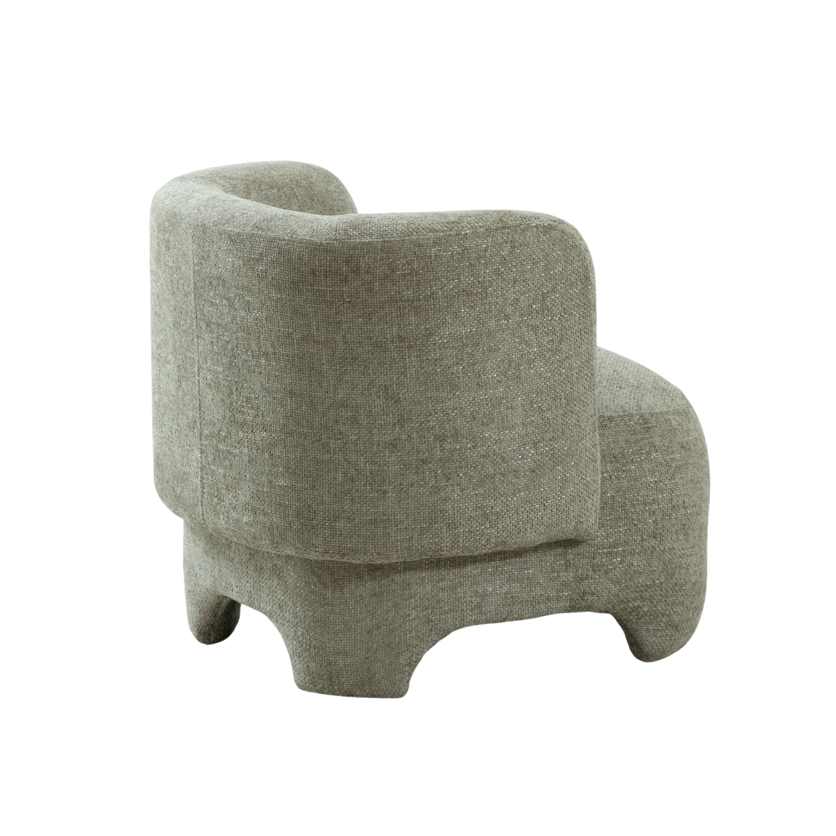 Fauteuil arrondi en tissu gris beige Théa