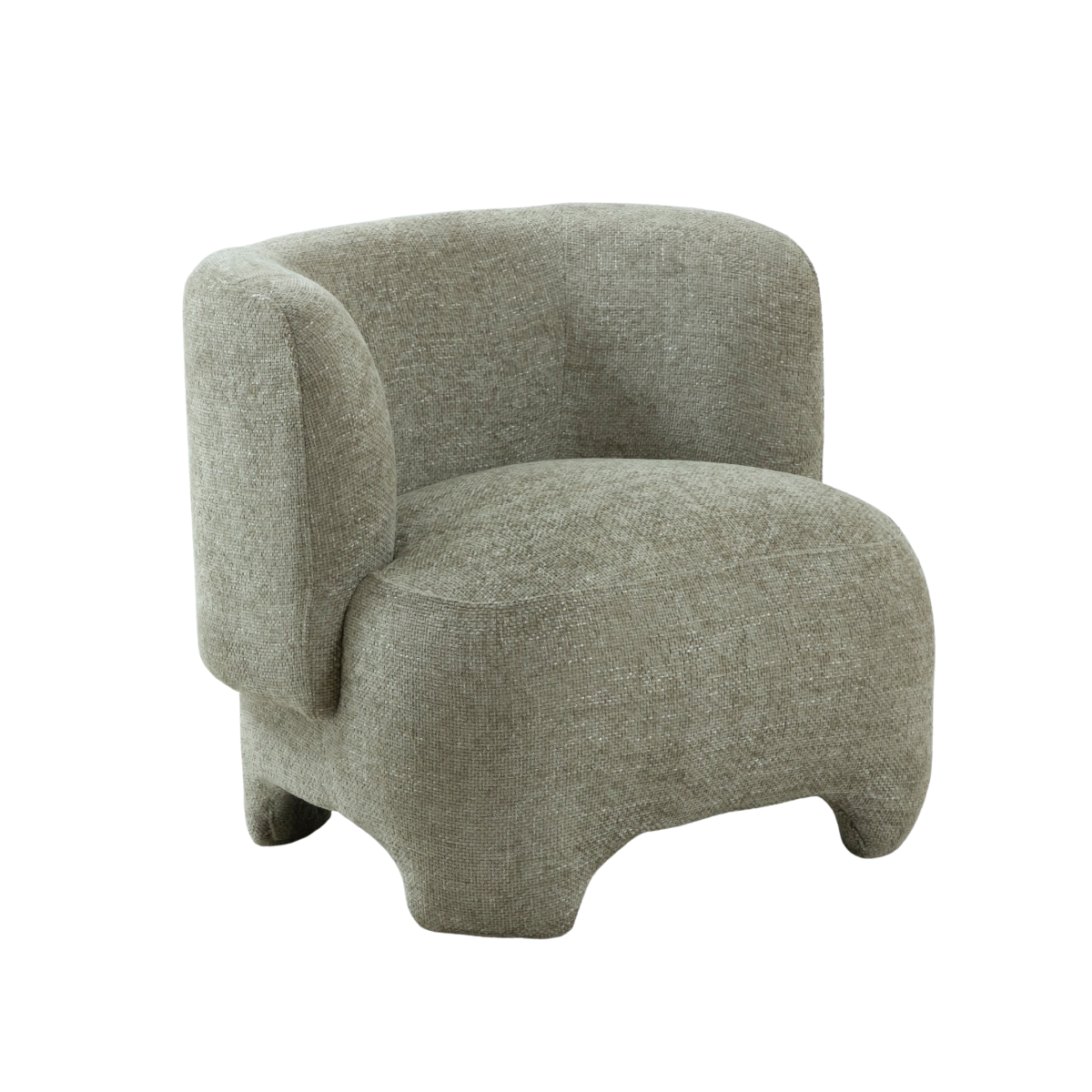 Fauteuil arrondi en tissu gris beige Théa