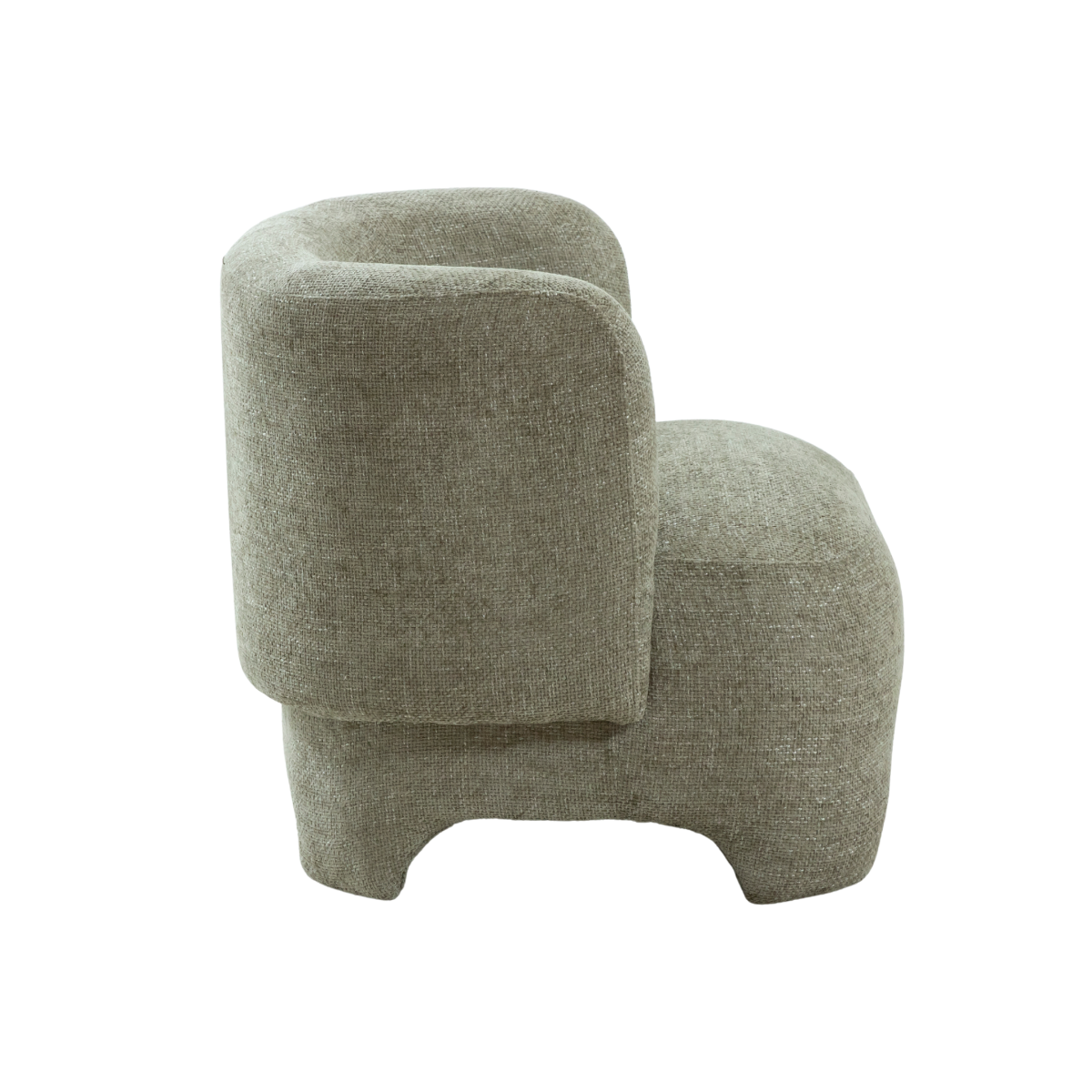 Fauteuil arrondi en tissu gris beige Théa