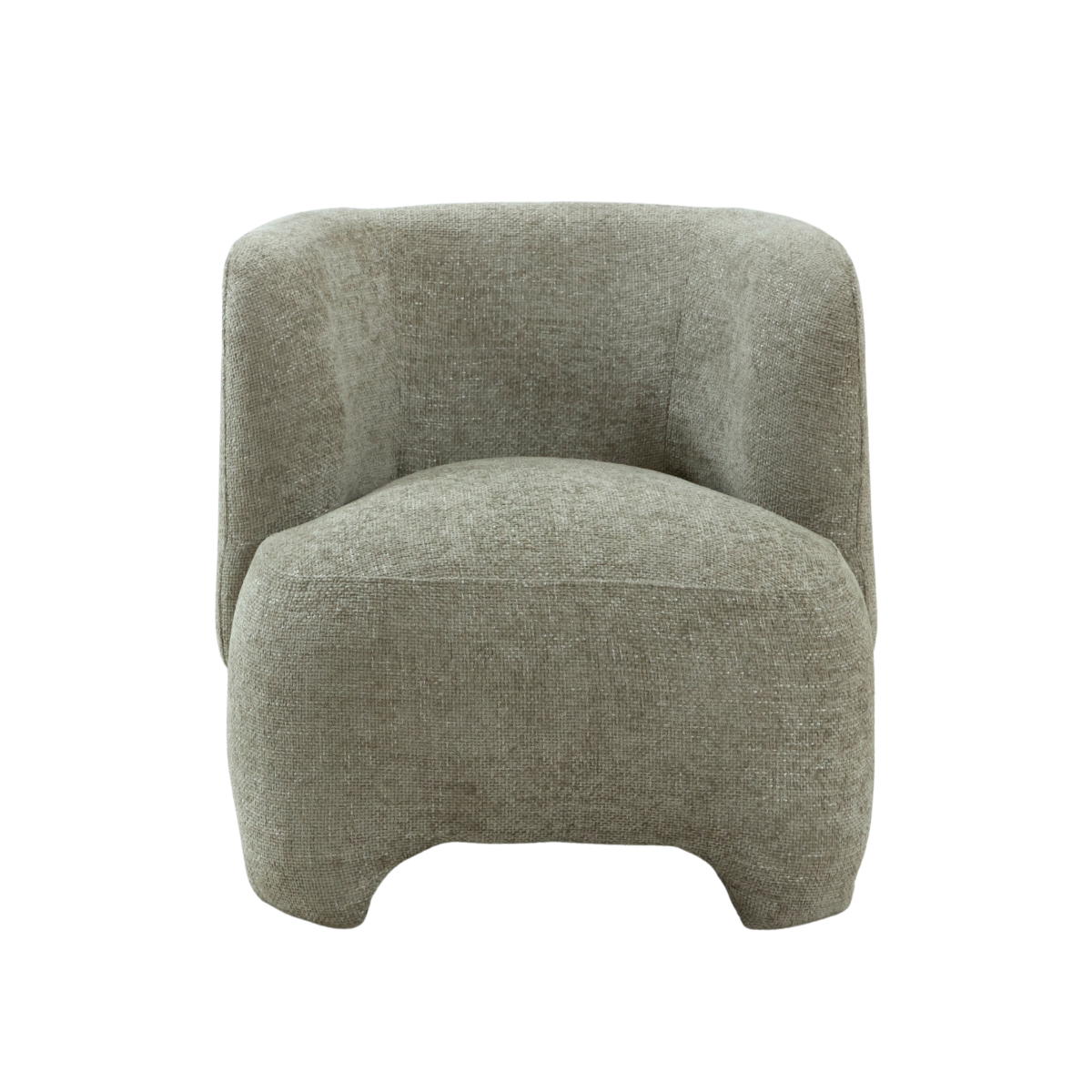 Fauteuil arrondi en tissu gris beige Théa