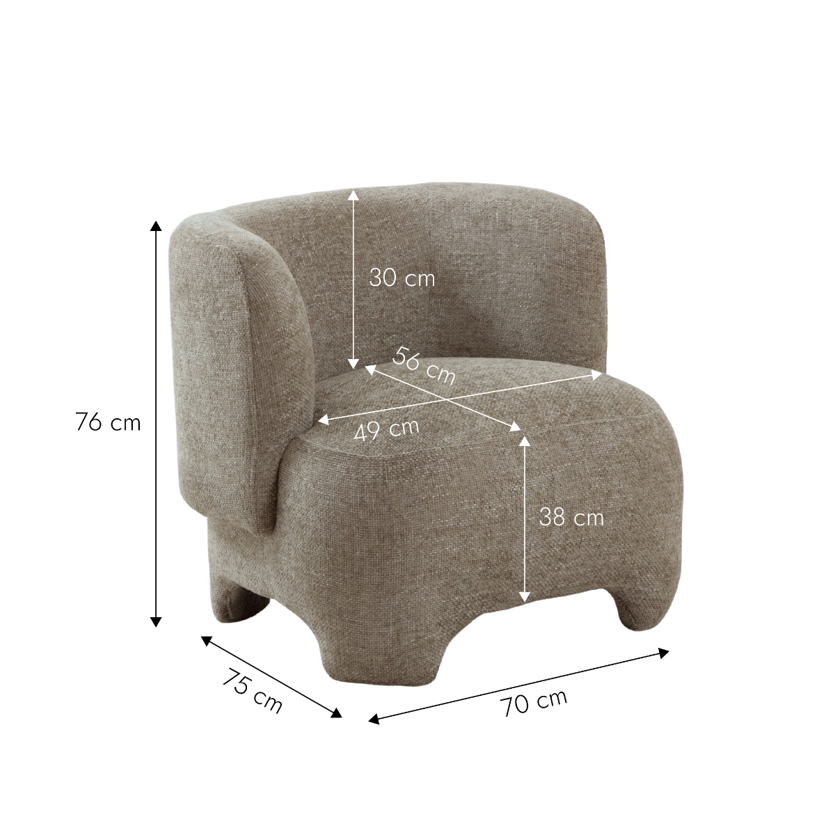 Fauteuil arrondi en tissu taupe Norton