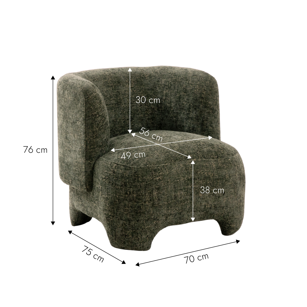 Fauteuil arrondi en tissu Norton