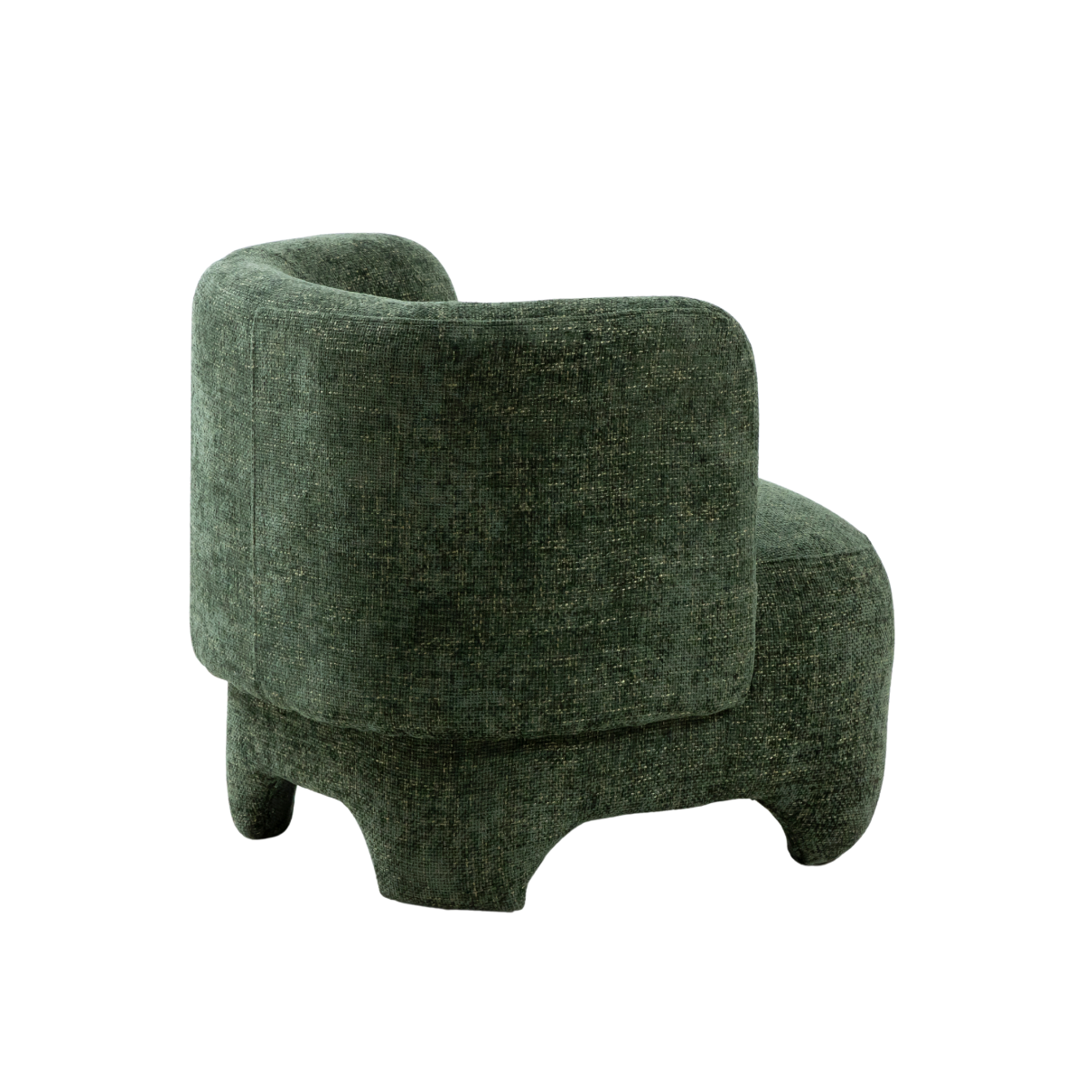 Fauteuil arrondi en tissu vert foncé Théa