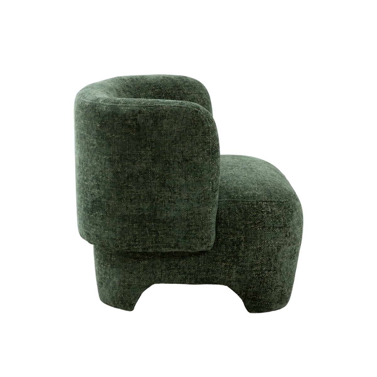 Fauteuil arrondi en tissu vert foncé Théa
