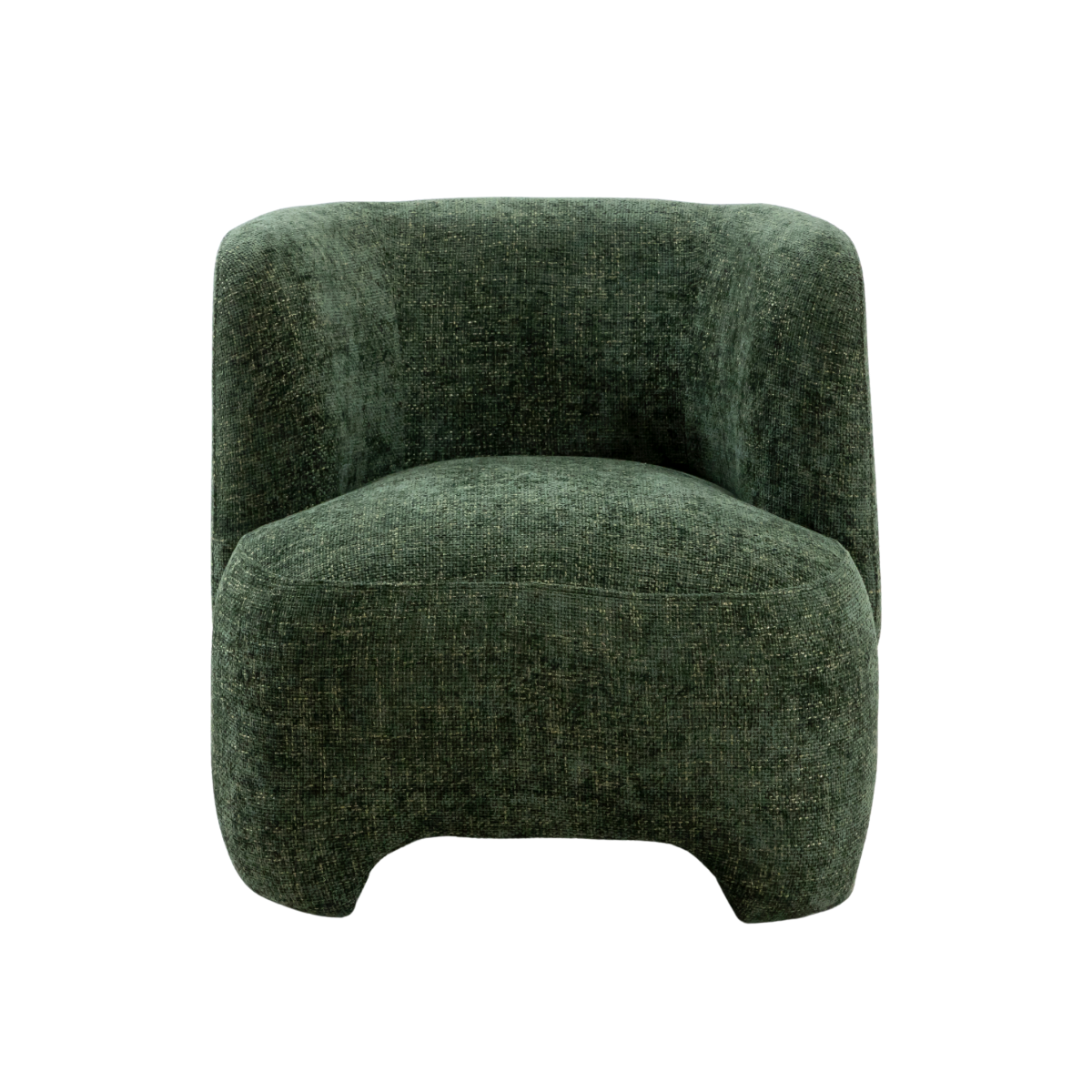 Fauteuil arrondi en tissu vert foncé Théa