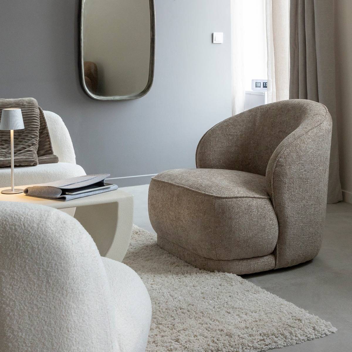 Fauteuil en tissu taupe Travis