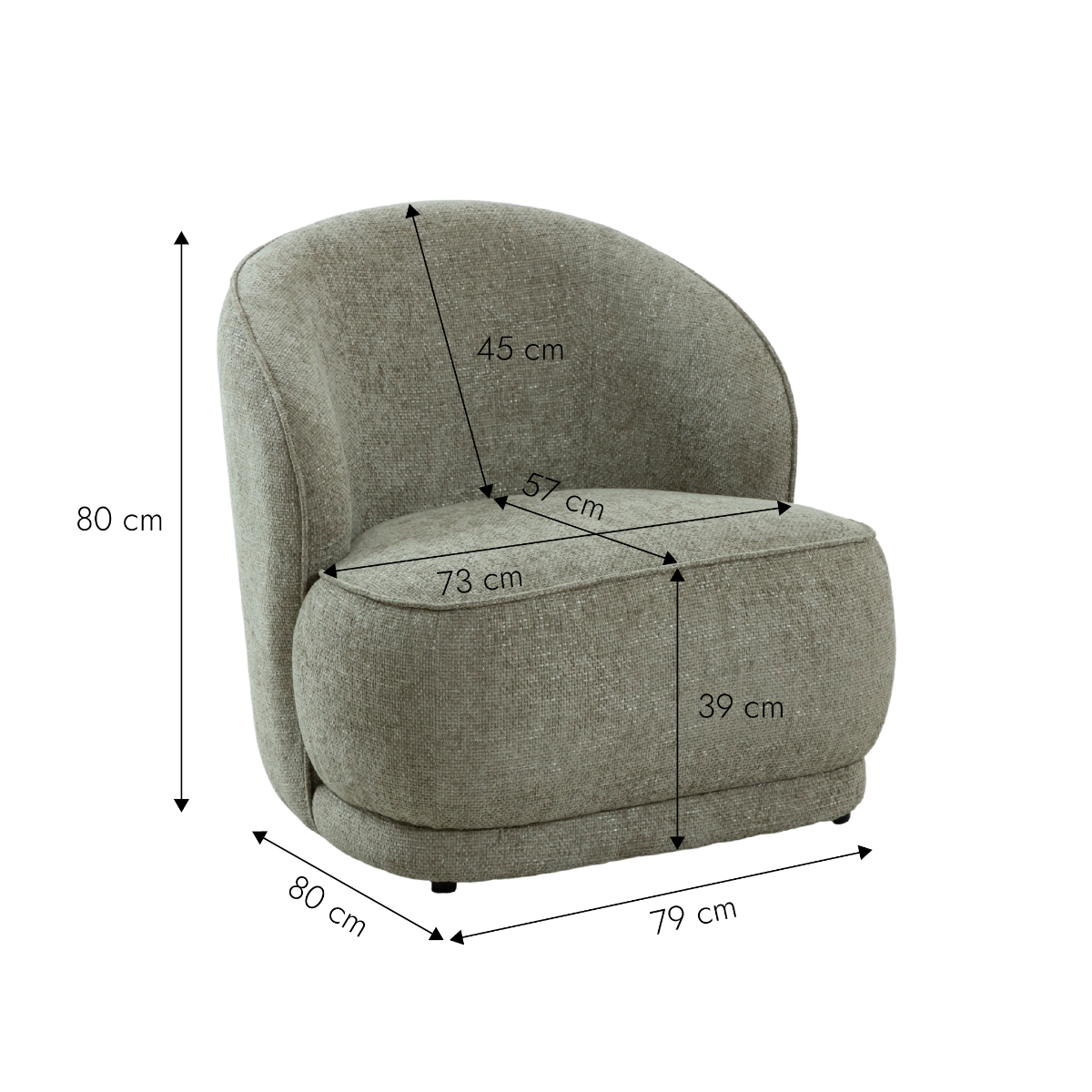 Fauteuil en tissu taupe Travis