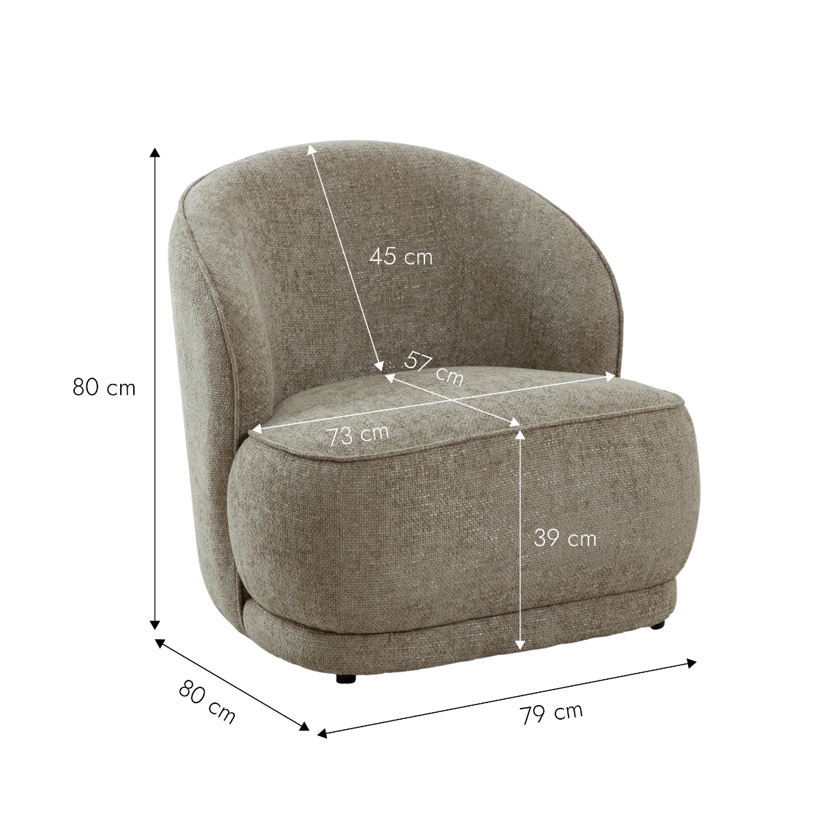 Fauteuil en tissu taupe Travis