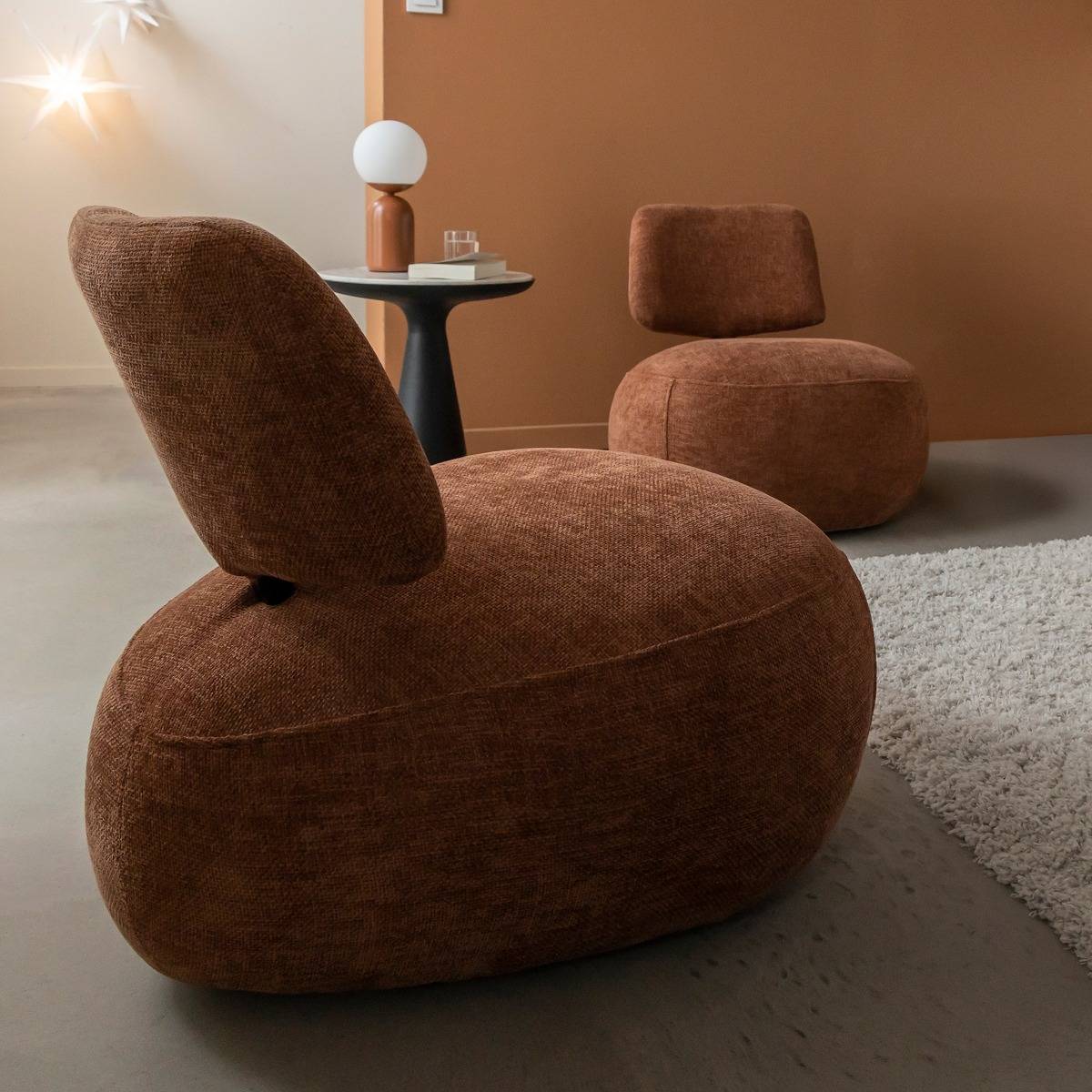 Fauteuil en tissu avec dossier terracotta Teresia
